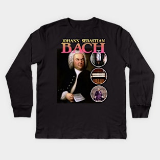 BACH RAP TEE Johann Sebastian Bach Cool Vintage Retro 90's Graphic Band T-Shirt Kids Long Sleeve T-Shirt